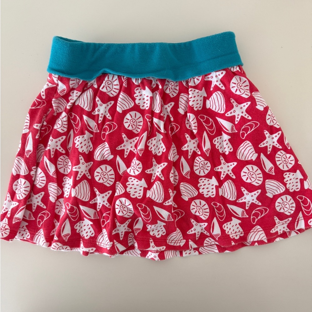 Organic Cotton Starfish Patterned Red and Teal Skort
